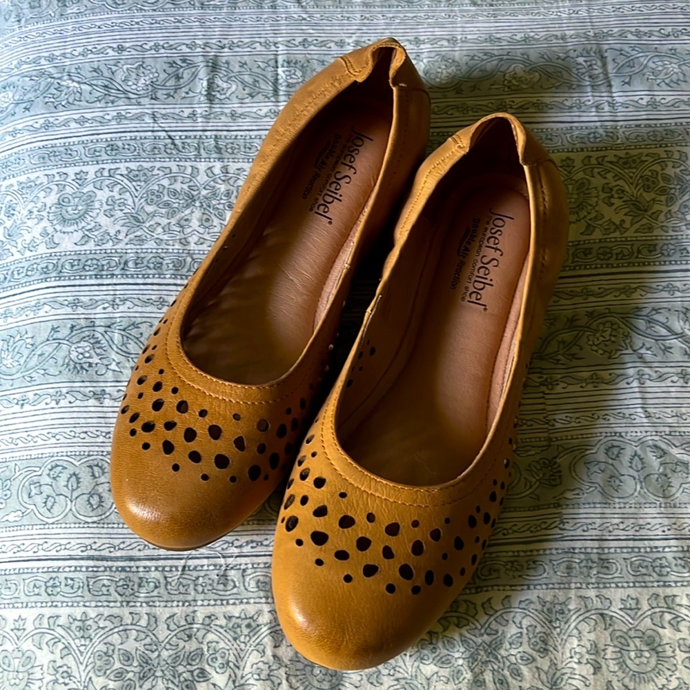 Josef Seibel Pippa Ballet Flat, perforated cognac leather